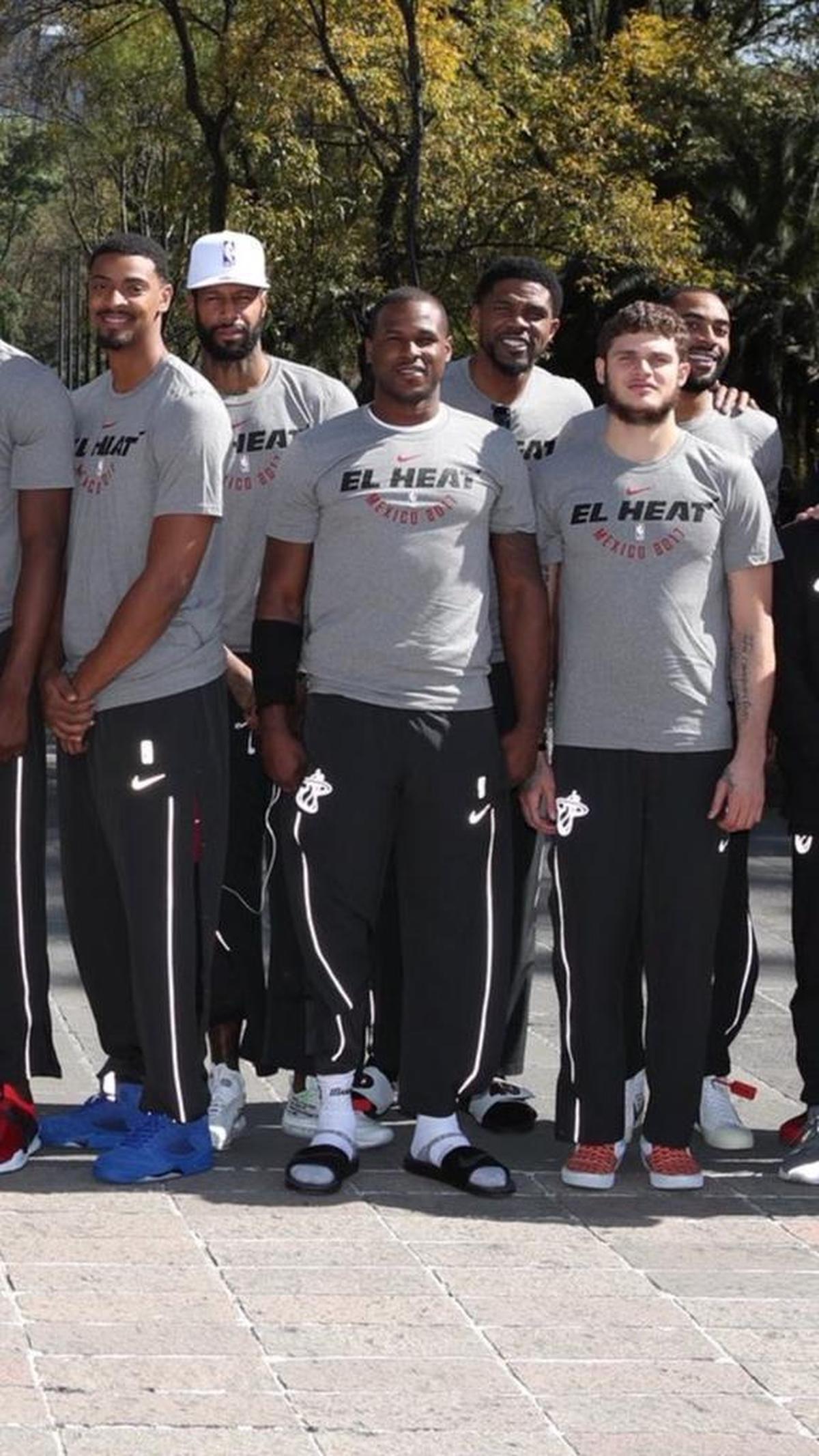The Miami Heat posed for a team photo in Mexico City on Dec. 8, 2017, the day before their game in Mexico City against the Brooklyn Nets. Waiters, in the middle, said the angle misrepresented his body.