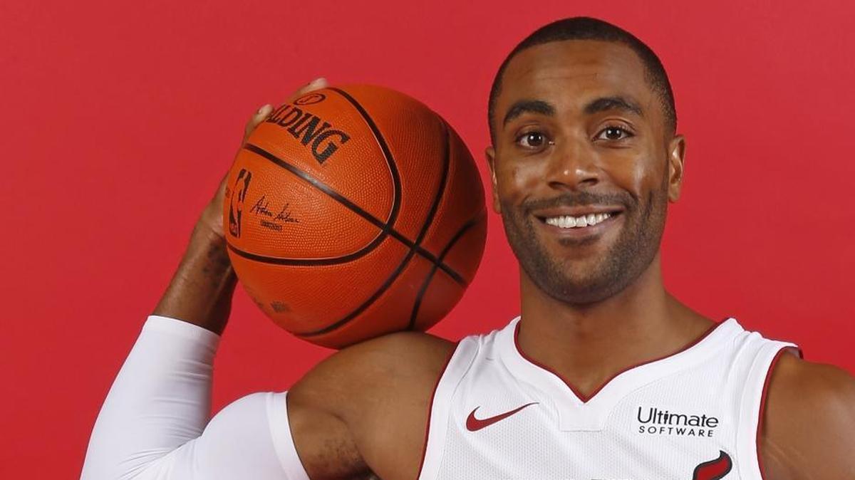 Miami Heat guard Wayne Ellington poses for a picture during Media Day for the 2017-18 NBA season at AmericanAirlines Arena in Miami on Monday, September 25, 2016.