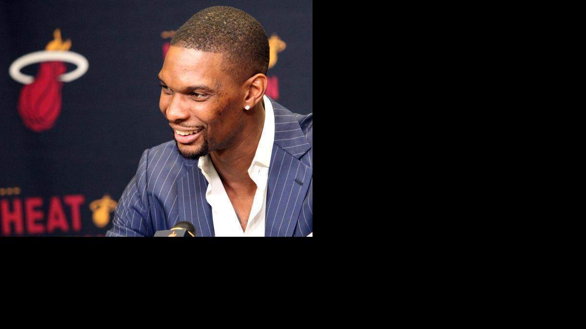 
Chris Bosh speaks to the media before the Miami Heat’s game with the Boston Celtics at AmericanAirlines Arena on Monday, March 9, 2015.
