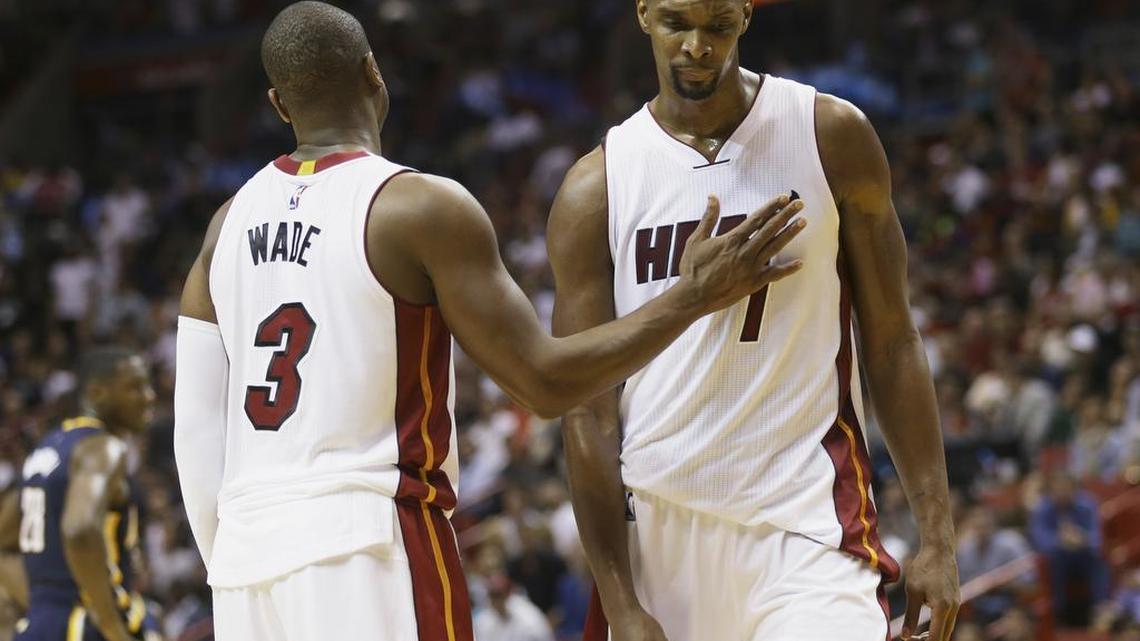 Chris Bosh, right, who has been out since the All-Star break, said he would like to play again this season.
