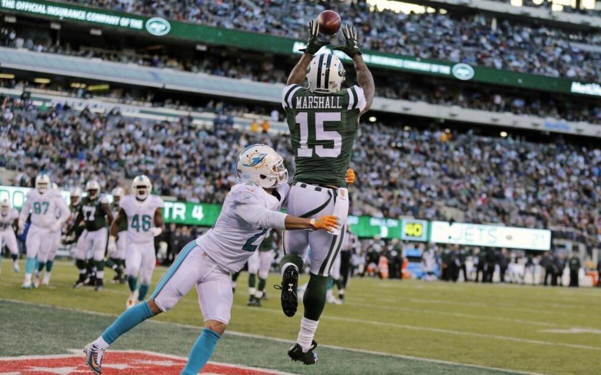 Brandon Marshall will face corners far taller than Brent Grimes on Sunday.
