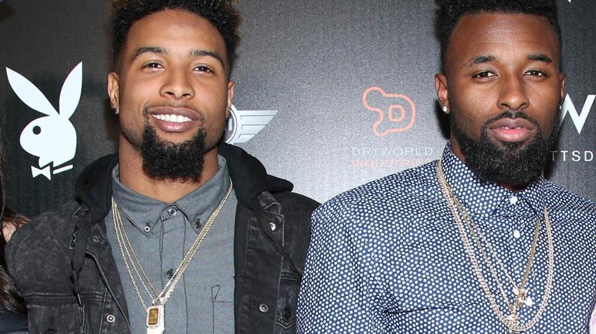 Receivers Odell Beckham Jr. of the Giants, left, and Jarvis Landry of the Dolphins attend a Super Bowl XLIX Party on Friday, Jan. 30, 2015 in Scottsdale, Ariz.