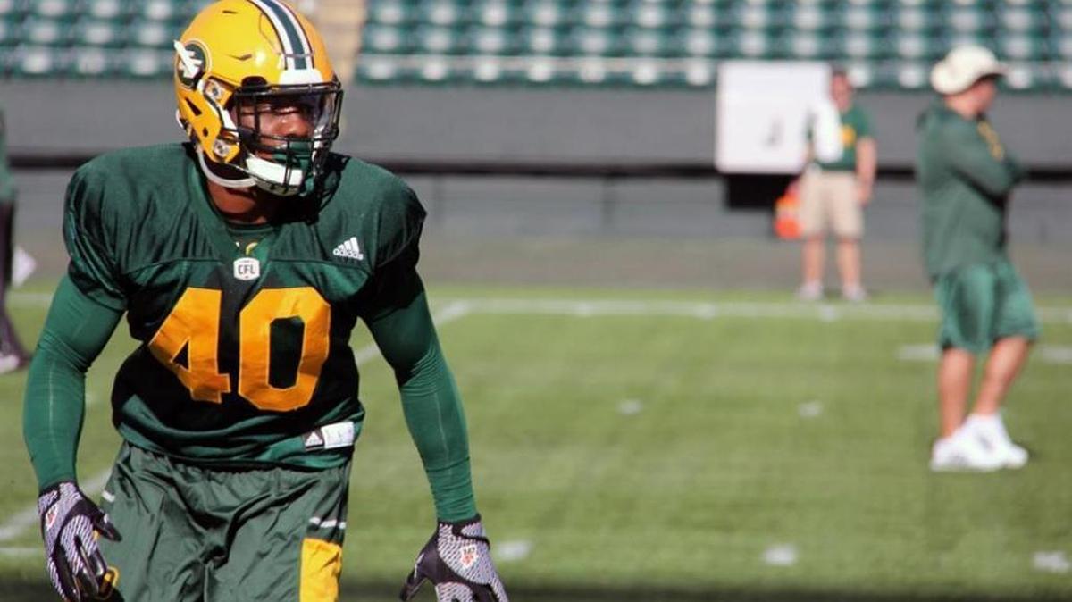 Edmonton Eskimos wide receiver Deon Lacey works out at training camp.