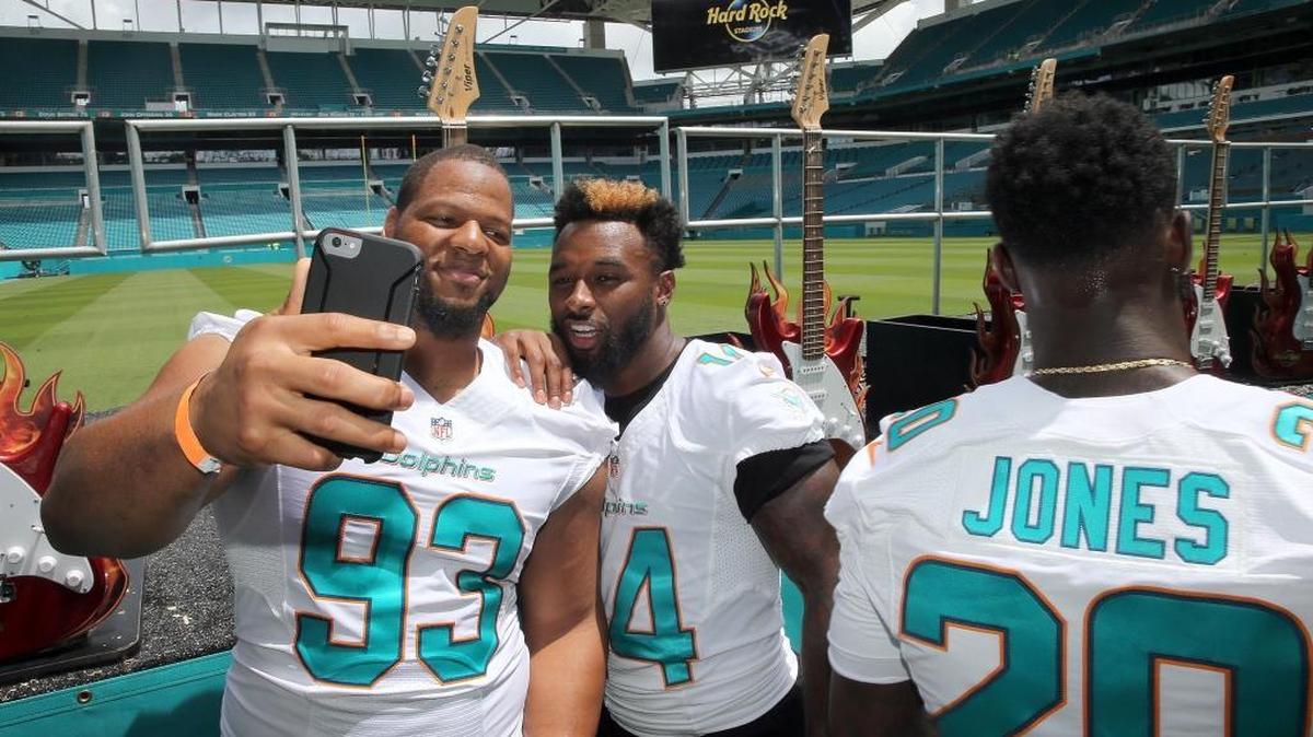 Miami Dolphins Ndamukong Suh, Jarvis Landry and Reshad Jones check out Hard Rock Stadium on Aug. 17.