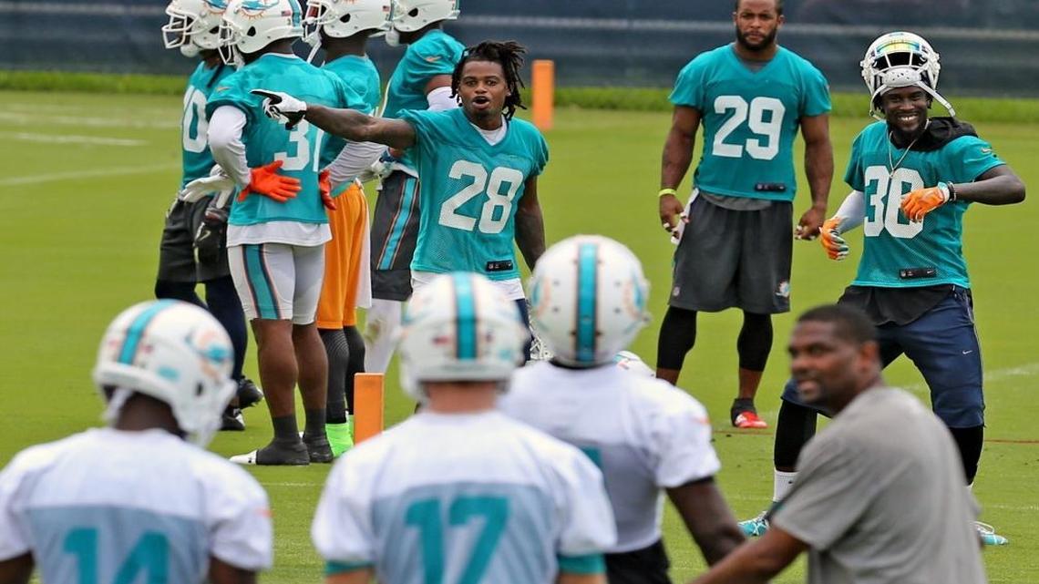 Dolphins corners Bobby Mccain and Tony Lippett trash-talk Ryan Tannehill and the Dolphins’ offense after a one-sided practice.