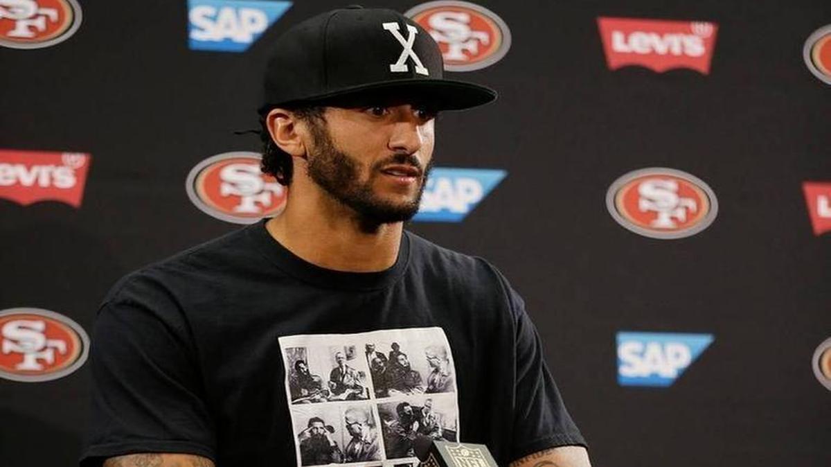 San Francisco 49ers quarterback Colin Kaepernick speaks with reporters following an NFL preseason football game against the Green Bay Packers Friday, Aug. 26, 2016, in Santa Clara, Calif.