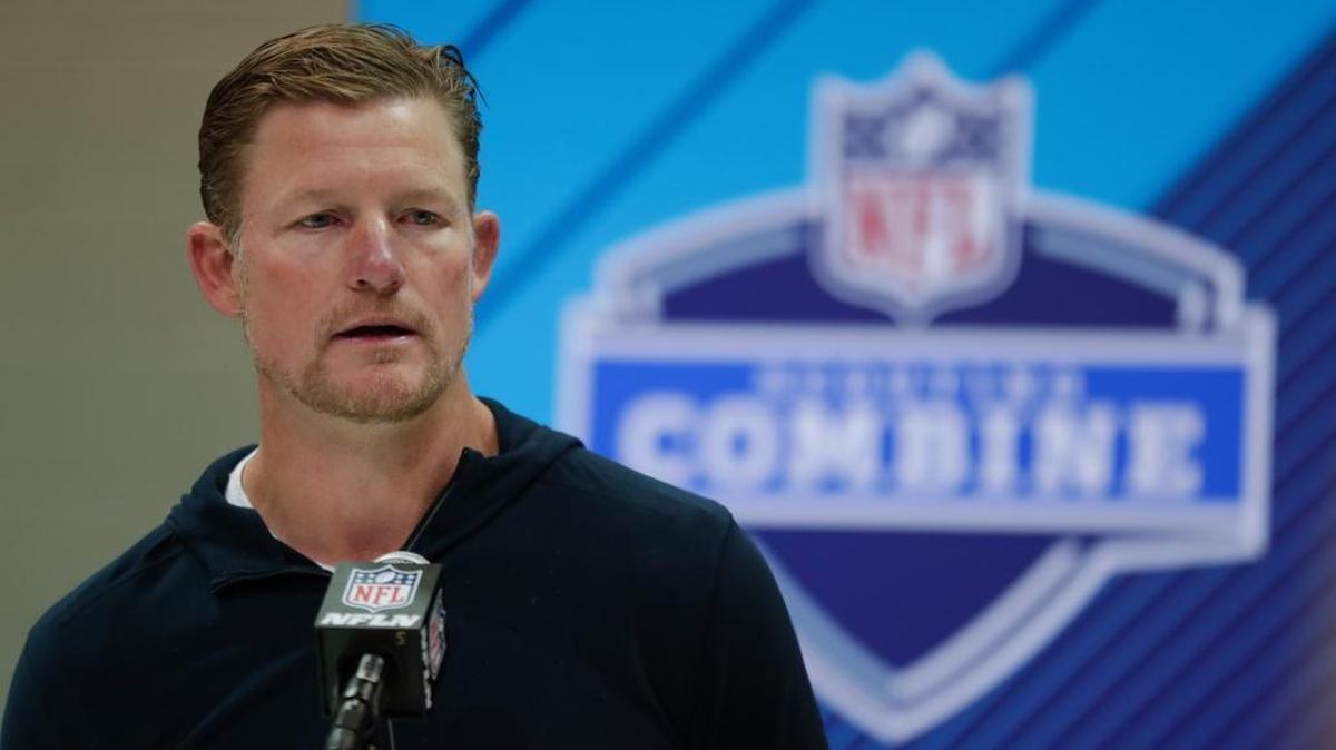 Los Angeles Rams general manager Les Snead speaks during a news conference at the NFL Scouting Combine on Thursday, March 1, 2018.