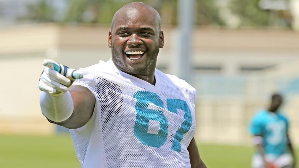Dolphins lineman Laremy Tunsil was in no mood to smile Sunday morning.