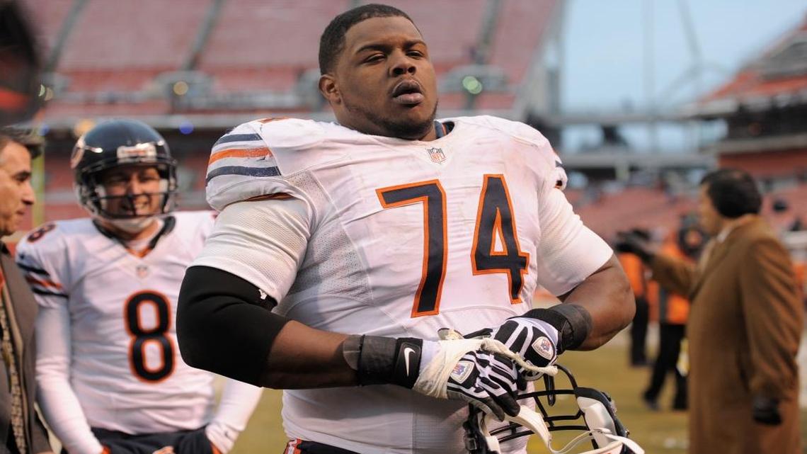 Former Chicago Bears tackle Jermon Bushrod is expected to compete at guard with the Dolphins’ Dallas Thomas, Billy Turner and Jamil Douglas this spring.