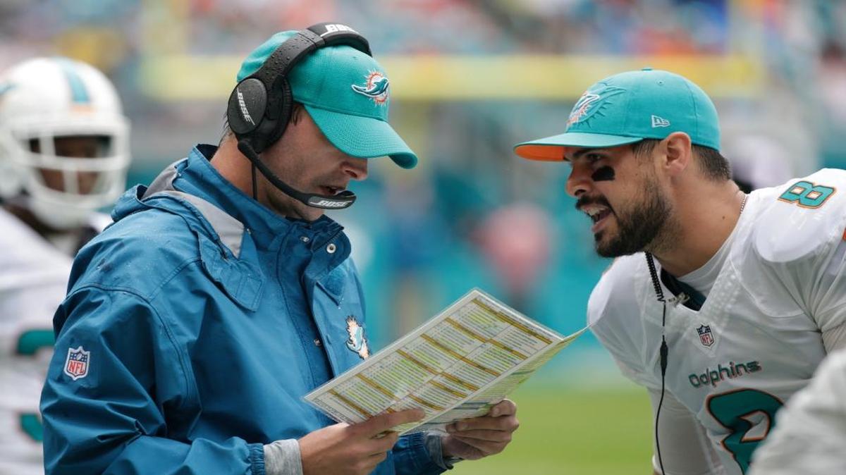The Dolphins’ playoff hopes rest on the shoulders of Adam Gase, left, and Matt Moore,