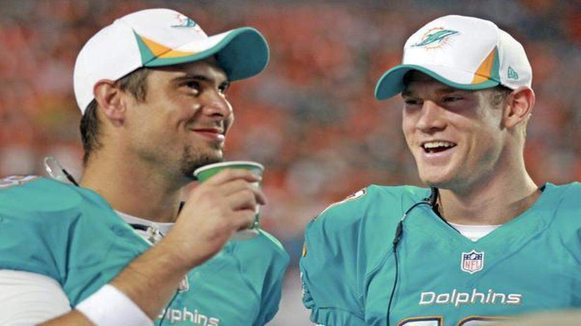 
Matt Moore, left, has been Ryan Tannehill’s backup for the past three seasons. 
