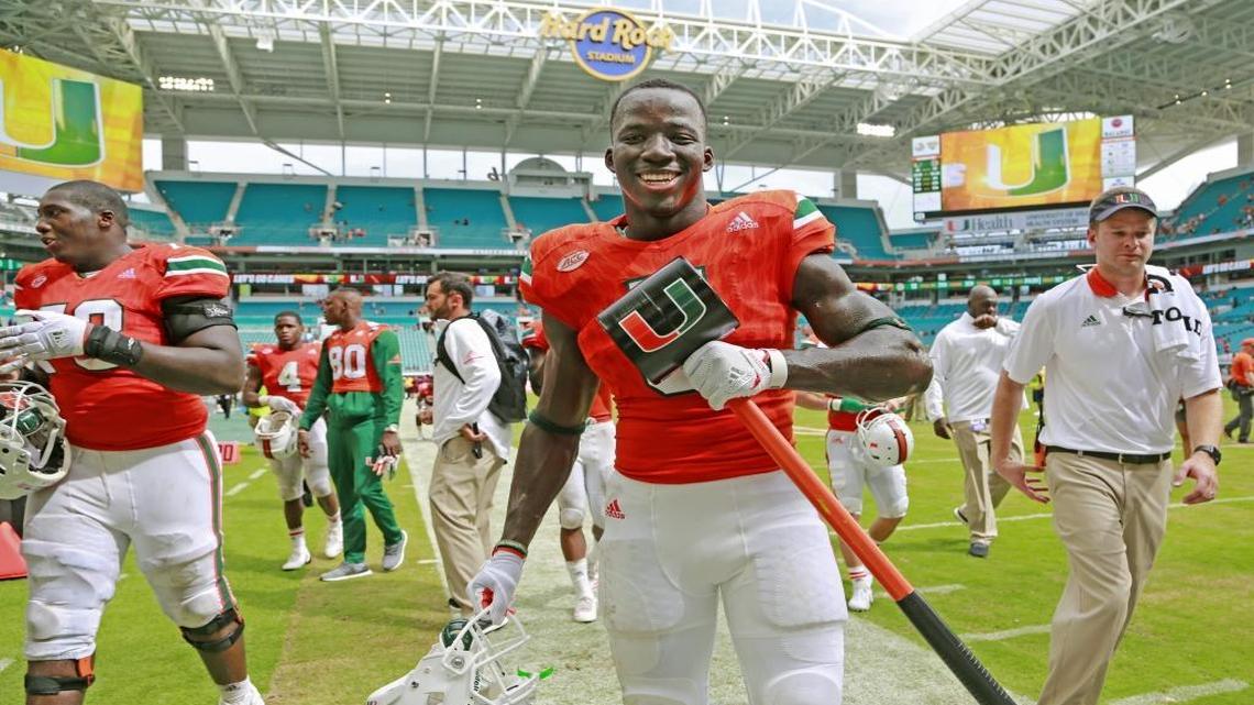 Amari Carter and the Hurricanes will try to hammer Toledo Saturday in a beautified stadum.