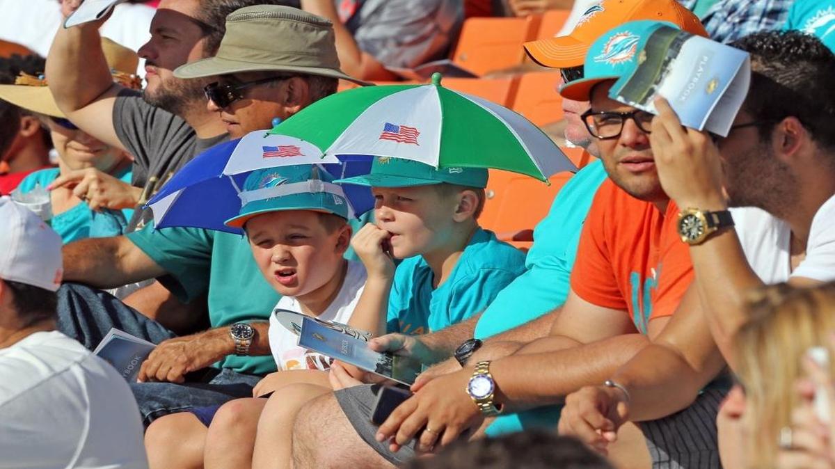 The Dolphins announced they will open training camp at 9 a.m. July 29, and with a new twist: The team is installing a canopy over the stands at its Nova Southeastern facility in Davie, giving fans additional shade and protection from rain.