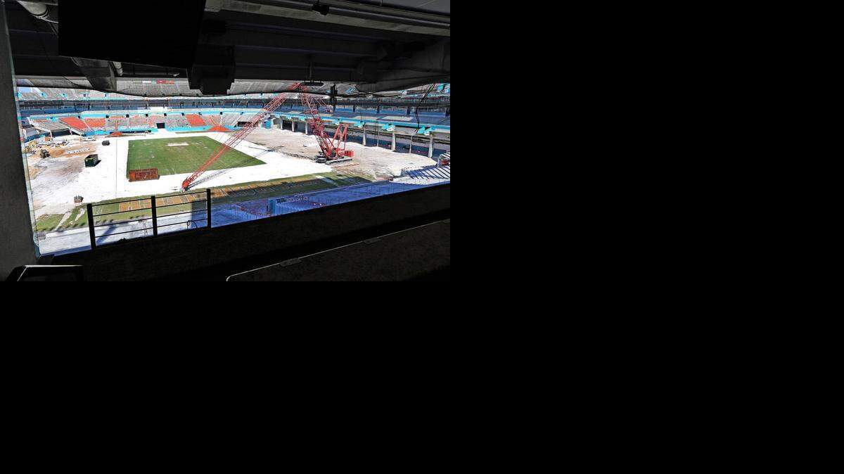 
A view of Sun Life Stadium, which is being worked on as part of a $400 million renovation, as of Feb. 24, 2015. 


