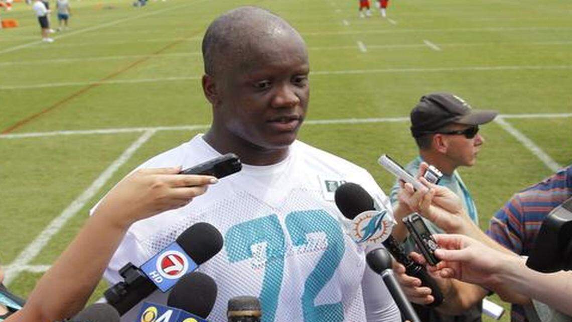 
Miami Dolphins rookie Ja’Wuan James has yielded just one sack in four games, and Pro Football Focus ranks him 10th as a run blocker among 67 tackles and 20th overall.
