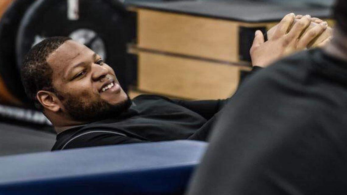 
Ndamukong Suh was among the dozens of players to report Monday for the Dolphins’ voluntary workout. 
