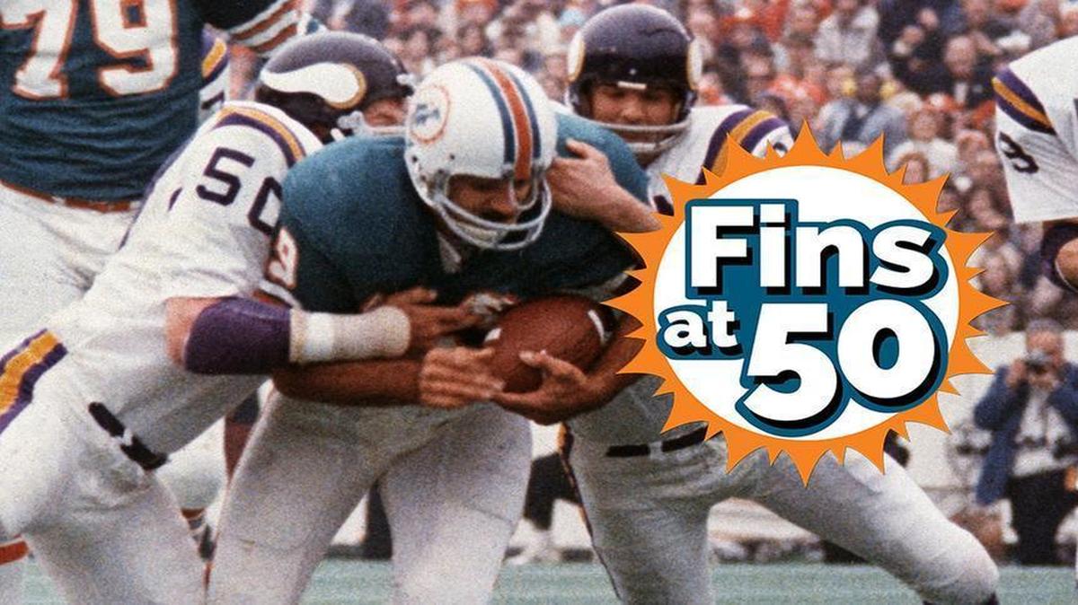 
Larry Csonka drives between Vikings' Jeff Siemon (50) and Paul Krause for one of his two touchdowns at Super Bowl 8 on Jan. 13, 1974. Miami defeated the Vikings 24-7, becoming the first team since the Green Bay Packers to win consecutive Super Bowls. Csonka was named MVP.
