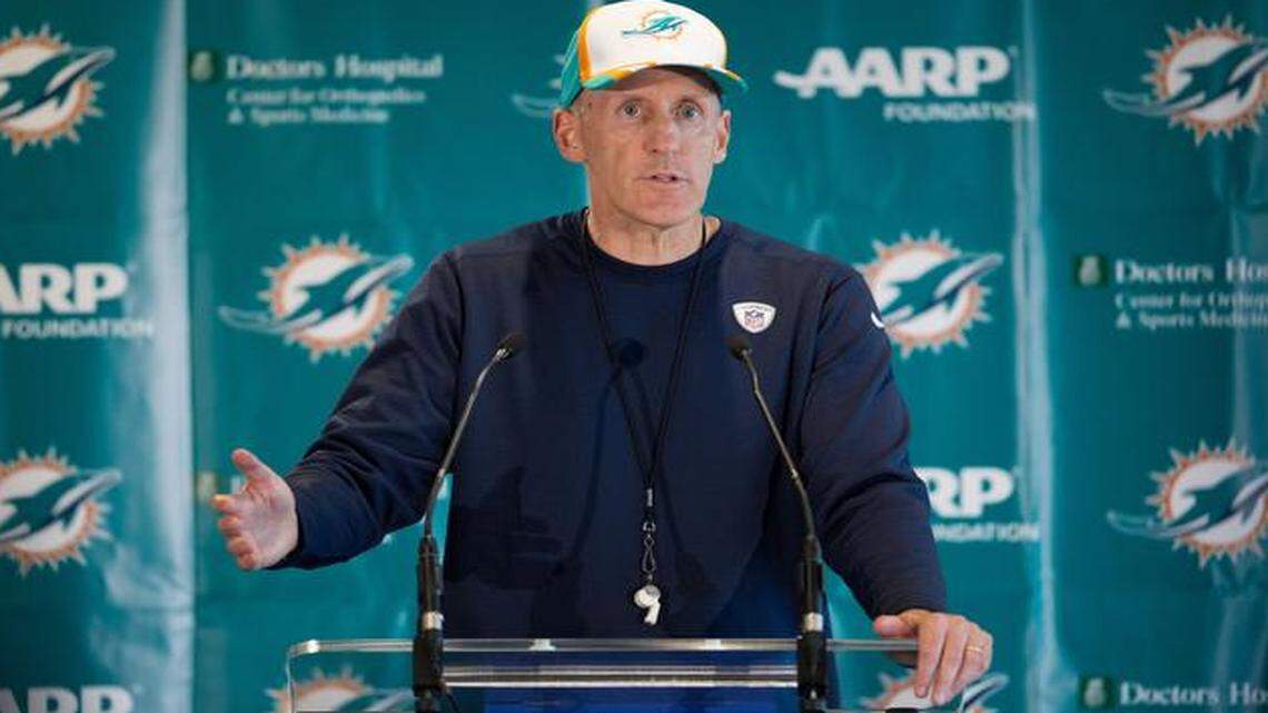 
Miami Dolphins head coach Joe Philbin speaks during a press conference at Allianz Park, London, England, Friday, Sept. 26, 2014. The Miami Dolphins will play the Raiders in an NFL football game at London’s Wembley Stadium on Sunday Sept. 28. 
