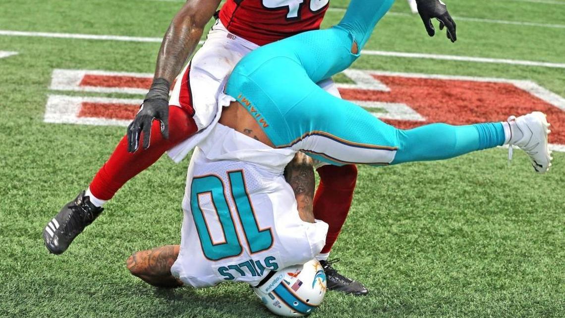Kenny Stills is not as limber as he was in the Falcons game on Oct. 15, 2017.