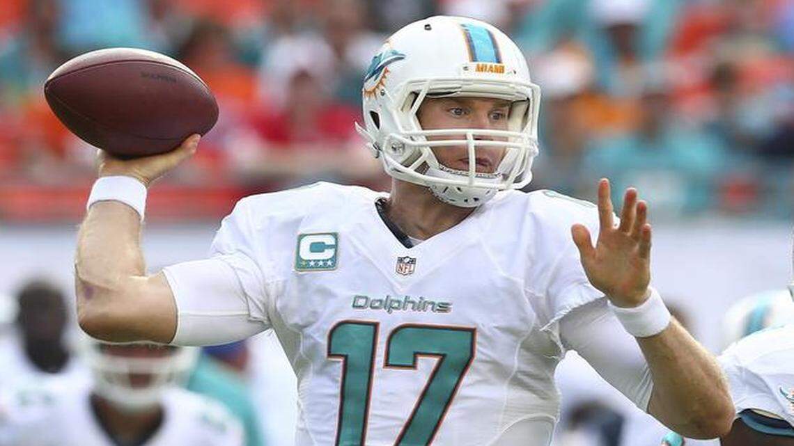 
Quarterback Ryan Tannehill of the Miami Dolphins throws against the Kansas City Chiefs at Sun Life Stadium on Sept. 21, 2014 in Miami Gardens, Florida.
