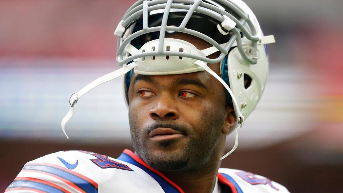 FILE - In this Oct. 25, 2015, file photo, Buffalo Bills defensive end Mario Williams stands on the field during the warm-up before an NFL game against the Jacksonville Jaguars at Wembley Stadium in Londo. The Bills released the high-priced defensive end on Tuesday, March 1, 2016.