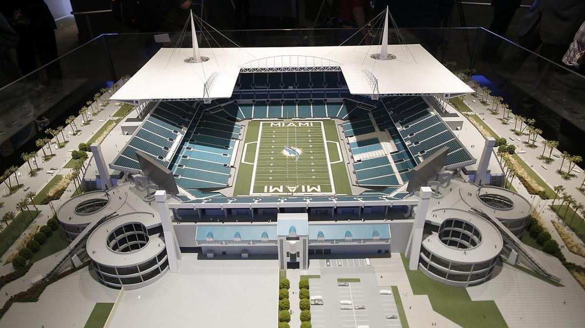 Construction on the Dolphins’ stadium shade canopy is on schedule to be finished in time for the season, CEO Tom Garfinkel said Monday.
