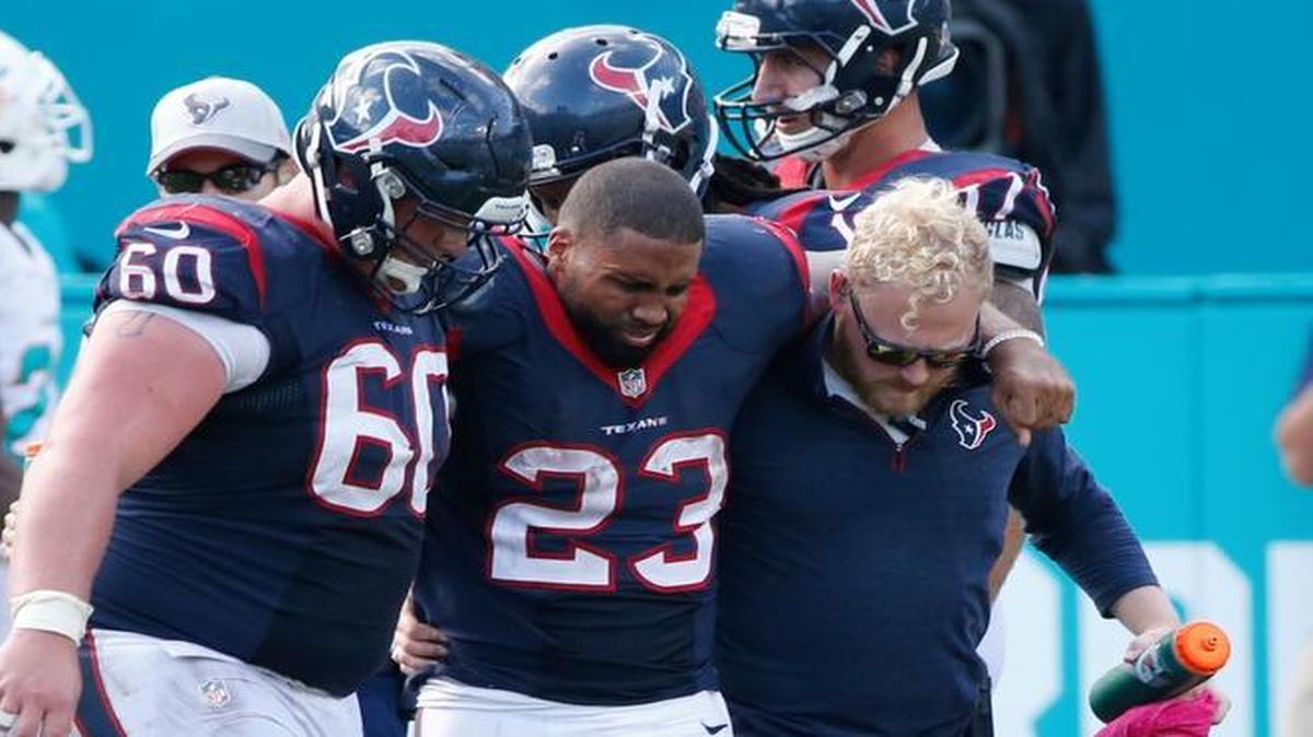 Miami Dolphins first-year coach Adam Gase will wait before he clears running back Arian Foster (23) to participate in training camp.