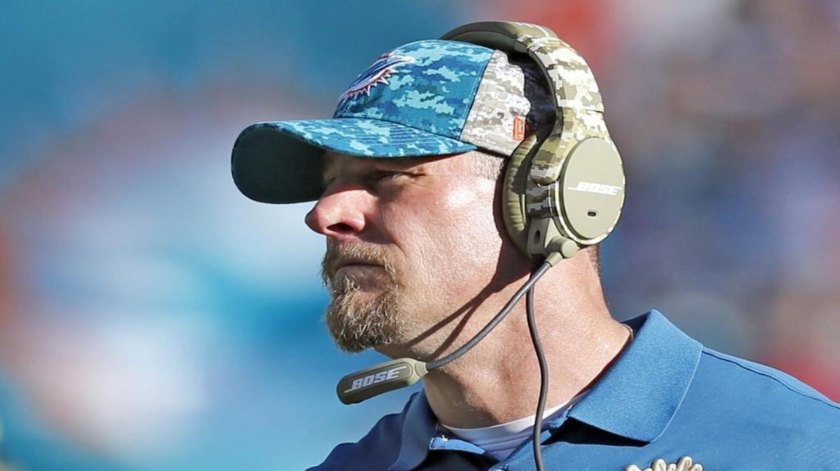 Miami Dolphins head coach Dan Campbell looks on as the Miami Dolphins host the Dallas Cowboys at Sun Life Stadium on Sunday, November 22, 2015