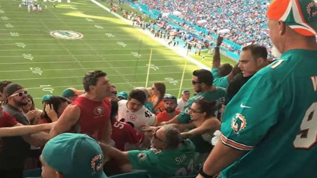 The Miami Dolphins have identified the fans involved in a brawl at Hard Rock Stadium Sunday. They’ve since revoked their season tickets and banned those involved from the stadium.
