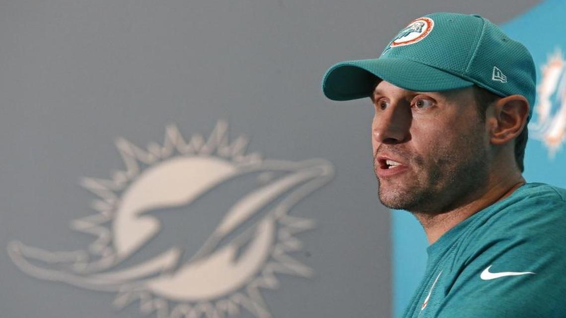 Adam Gase speaks with reporters Tuesday ahead of his second training camp in Miami.