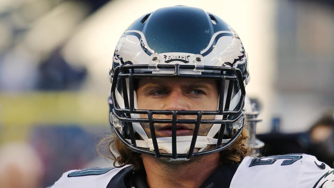 Philadelphia Eagles linebacker Kiko Alonso a NFL football game against the New England Patriots at Gillette Stadium in Foxborough, Mass.Sunday, Dec. 6, 2015.