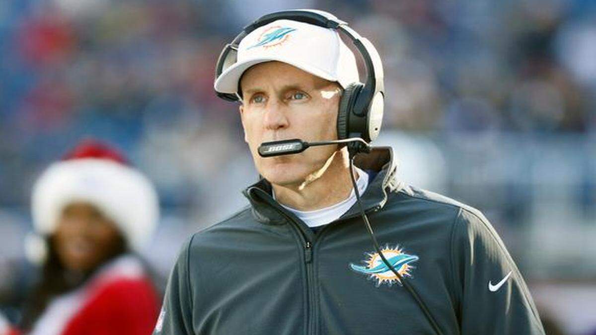 
Miami Dolphins head coach Joe Philbin on the sidelines as the New England Patriots host the Miami Dolphins at Gillette Stadium on Sunday, December 14, 2014.
