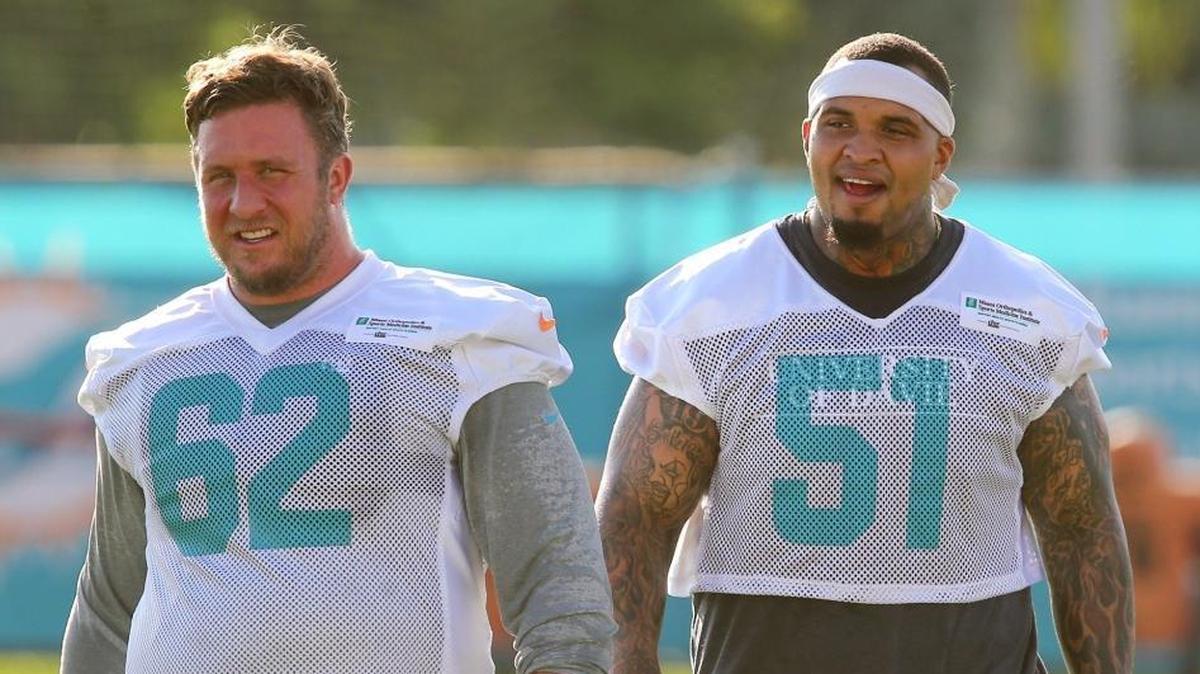 Ted Larsen, left, will likely join Mike Pouncey in the starting lineup Monday.
