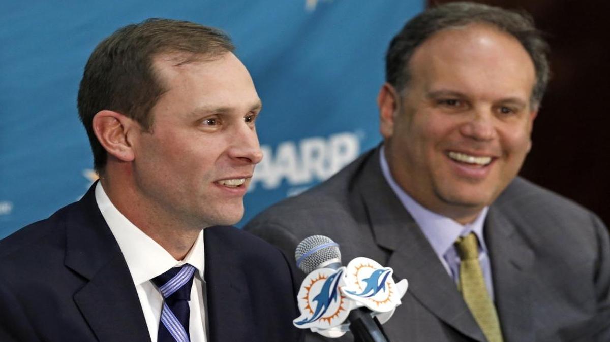 Coach Adam Gase, left, and football czar Mike Tannenbaum began discussing a trade for Kiko Alonso and Byron Maxwell late last month.