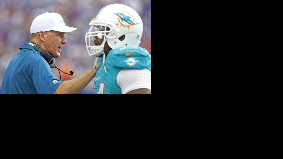 
Miami Dolphins head coach Joe Philbin on the sideline as the Buffalo Bills host the Miami Dolphins at Ralph Wilson Stadium on Sunday, Sept. 14, 2014.
