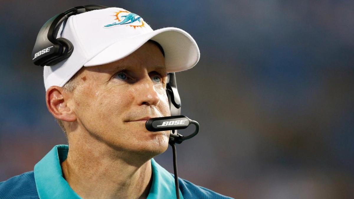 
Miami Dolphins head coach Joe Philbin watches the action against the Carolina Panthers during the second half of an NFL preseason football game in Charlotte, N.C., Saturday, Aug. 22, 2015. 
