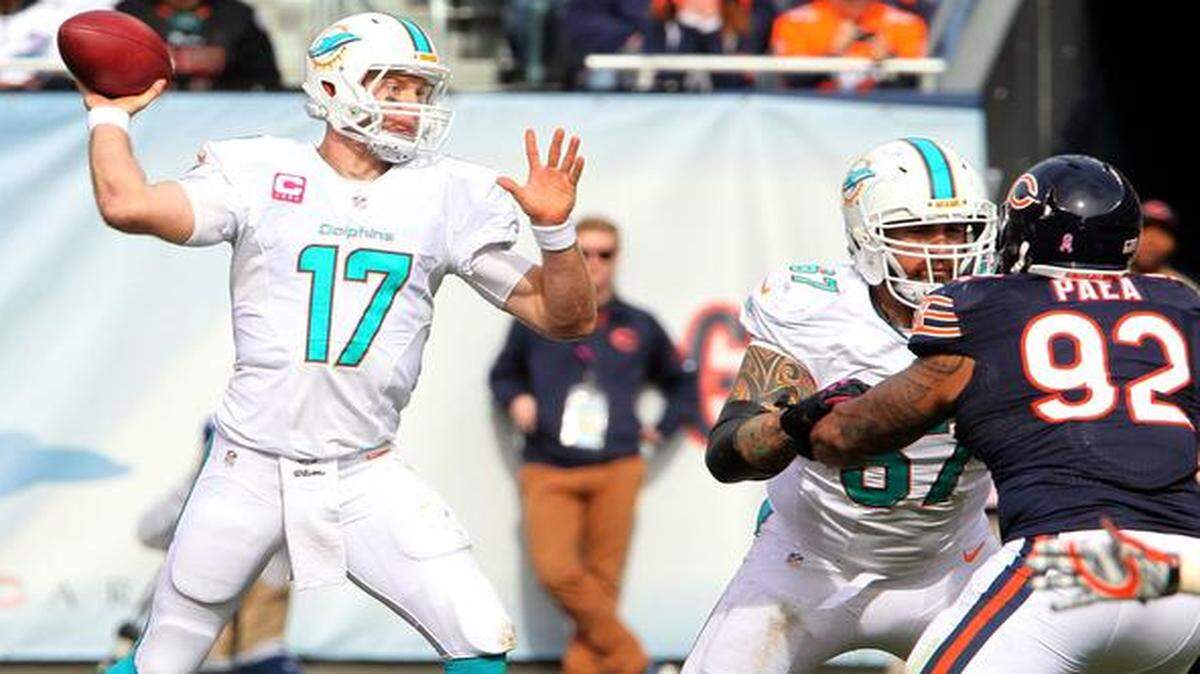 
Dolphins quarterback Ryan Tannehill completed 25 of 32 passes for 277 yards and two touchdowns. He finished with a career-high 123.6 passer rating. ‘Every rep, I feel more and more comfortable with the offense. … I think we are continuing to grow as a team,’ he said. 
