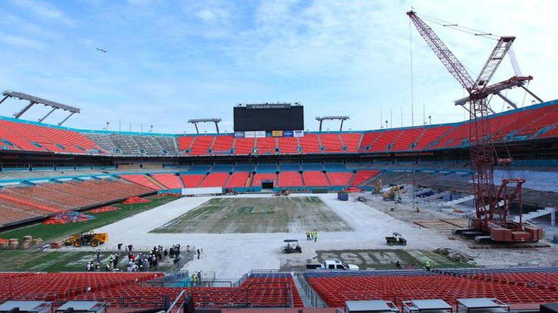 
The Miami Dolphins organization provides a behind-the-scenes hard-hat tour of the renovation of Sun Life Stadium on Friday, Jan. 16, 2015, in Miami Gardens.
