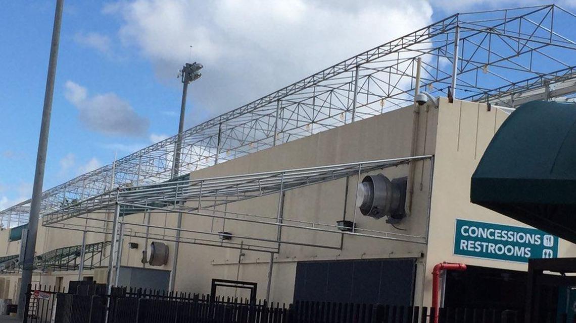 The Dolphins began work at their training facility in Davie in preparation for Hurricane Matthew.
