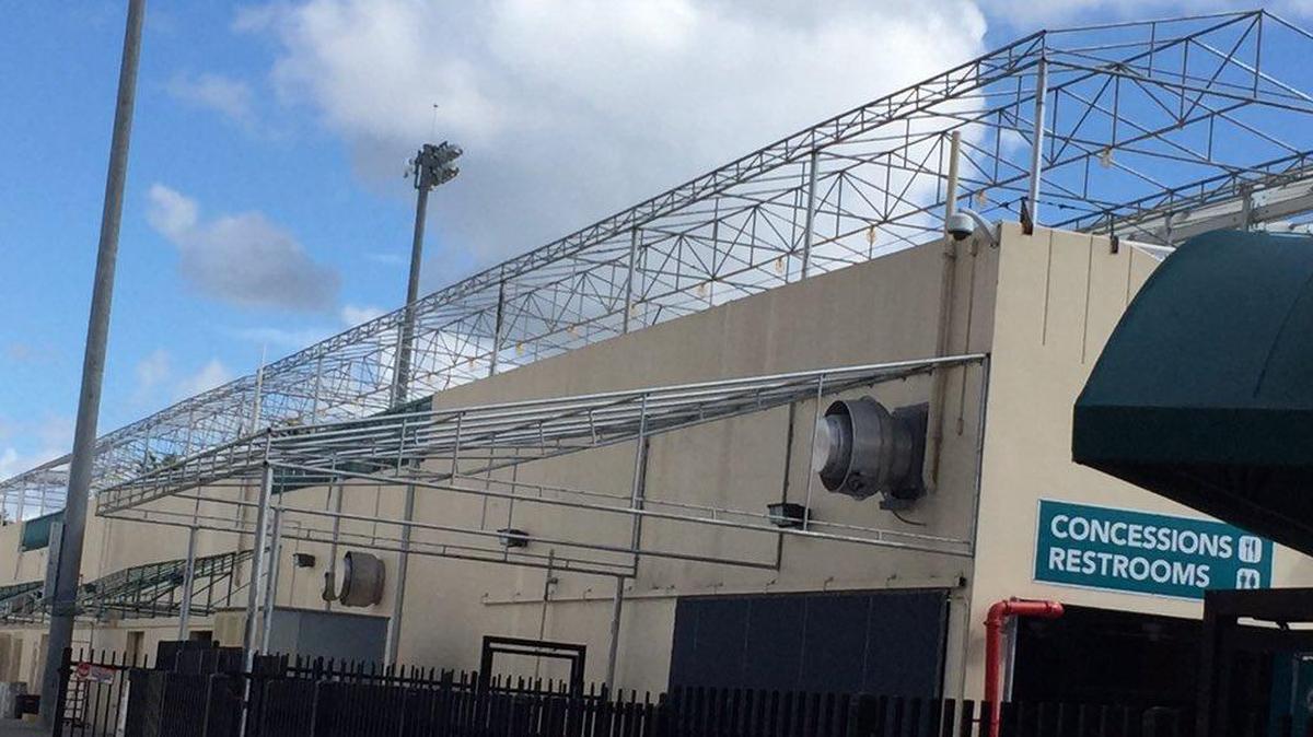 The Dolphins began work at their training facility in Davie in preparation for Hurricane Matthew.