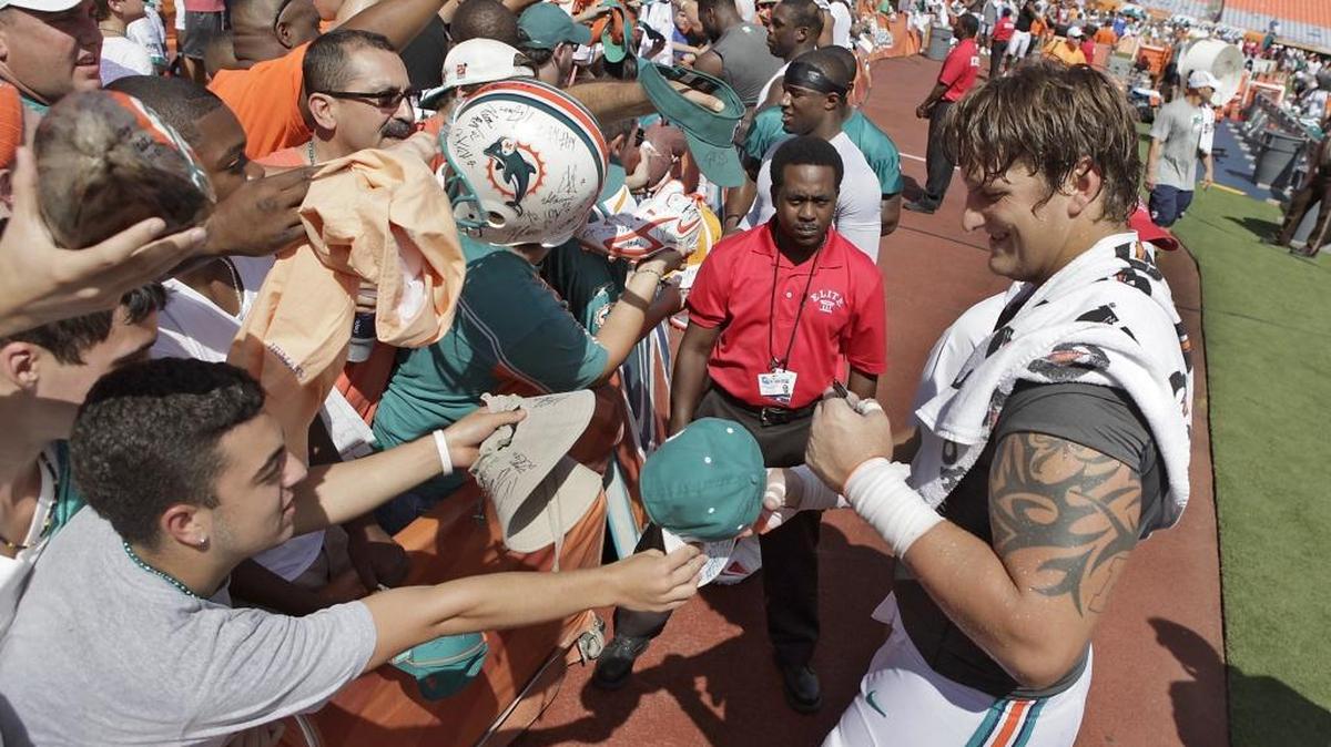 Offensive tackle Jake Long, appearing in his 2012 file photo, has retired.