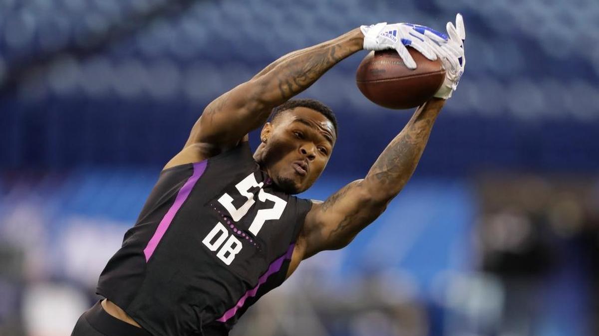 Florida State defensive back Derwin James runs a drill during the NFL football scouting combine on Monday, March 5, 2018, in Indianapolis.