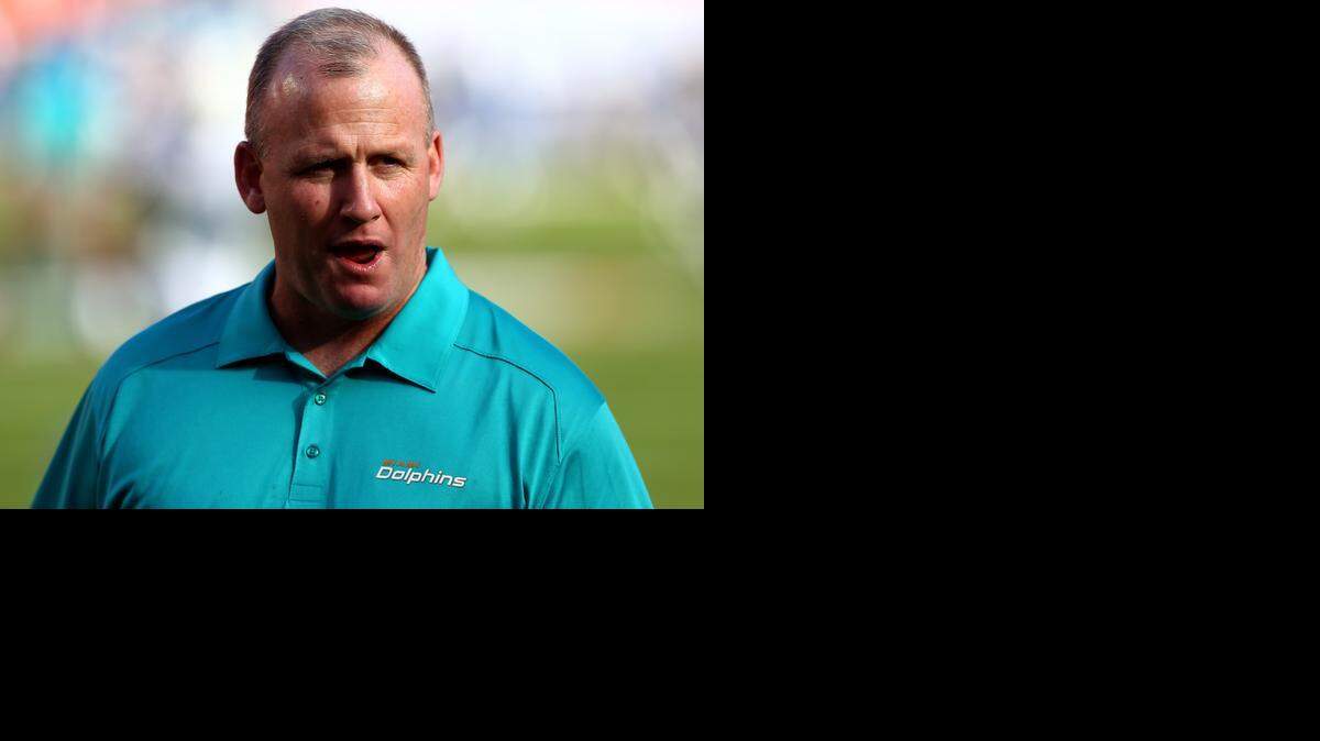 
Offensive line coach, Jim Turner, of the Miami Dolphins coaches his players before their game against the San Diego Chargers at Sun Life Stadium on November 17, 2013 in Miami Gardens, Florida. 
