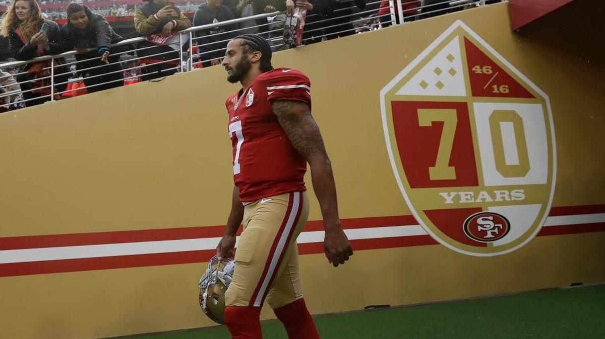 San Francisco 49ers quarterback Colin Kaepernick was asked on a conference call with Miami Dolphins reporters about a Sports Illustrated analysis that said some fans aren’t watching NFL games because of players such as Kaepernick sitting for the national anthem.