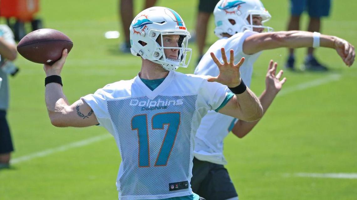 Miami Dolphins quarterback Ryan Tannehill throws during practice last week. Cleveland Browns receiver Jarvis Landry said Wednesday that he didn't have a good relationship with Tannehill when they were teammates.