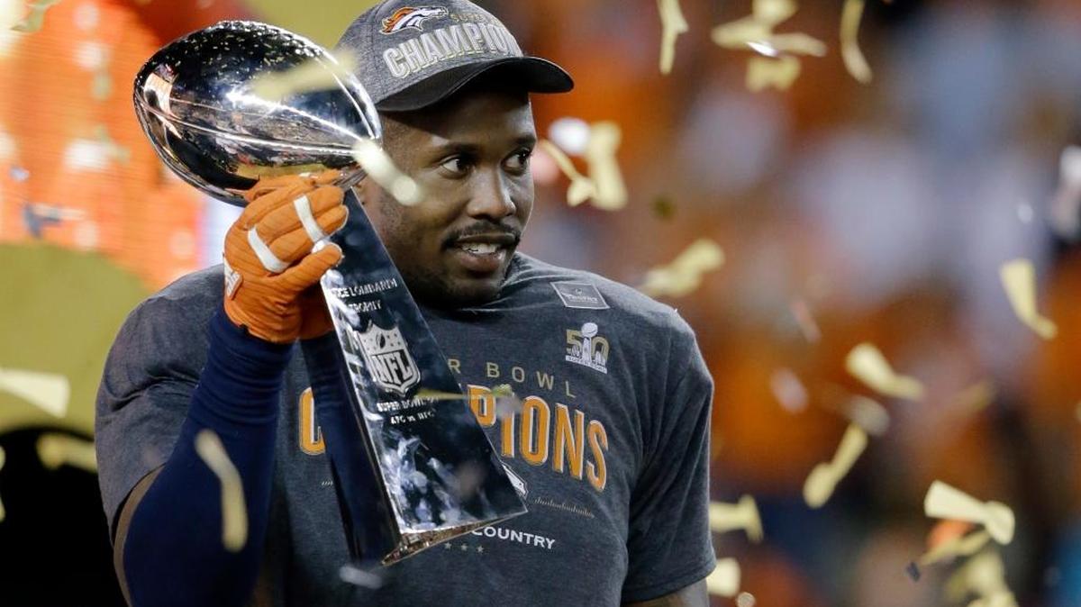 Super Bowl MVP Von Miller celebrates the Broncos’ victory over Carolina in February.