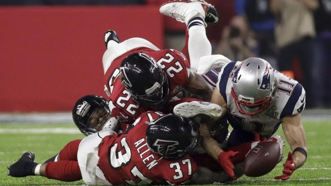 Patriots wide receiver Julian Edelman managed to get his fingers underneath the ball and keep New England’s tying drive alive in the Super Bowl Sunday night.