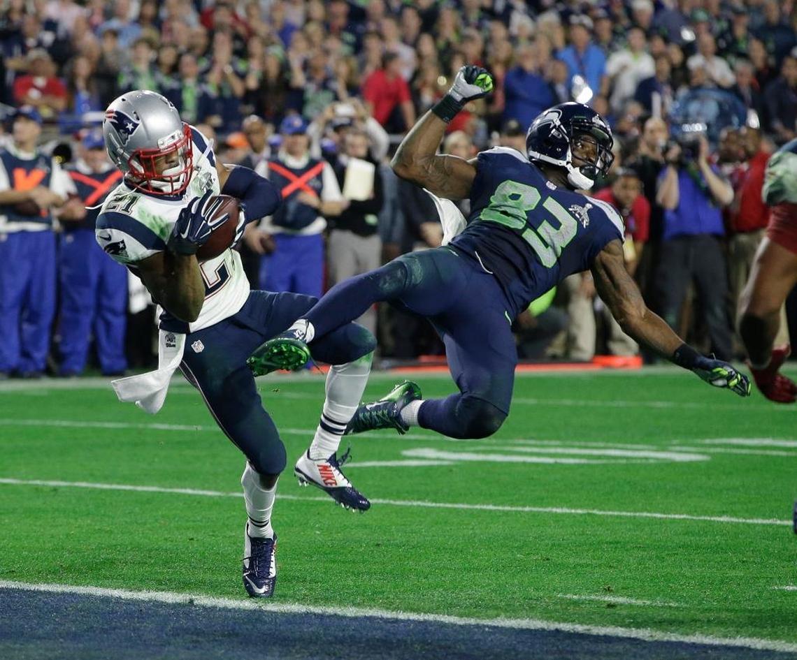 The climax of the most second guessed play in NFL history -- New England cornerback Malcolm Butler intercepts a goal-line pass intended for Seattle wide receiver Ricardo Lockette in the final seconds of Super Bowl XLIX, preserving the Patriots’ 28-24 win.