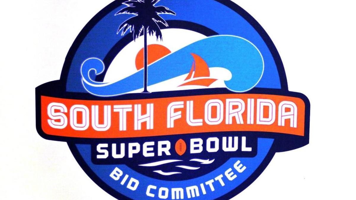 The logo for the South Florida Super Bowl as the South Florida Super Bowl Host Committee shared for the first time highlights from its Super Bowl-winning presentation on Wednesday, May 25, 2016 at Miami International Airport.