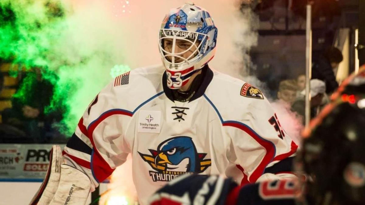 Samuel Montembeault, a 21-year-old French Canadian, is considered the Florida Panthers’ goalie of the future. He has been in net for 11 of the past 12 Springfield Thunderbirds games, earning valuable experience.